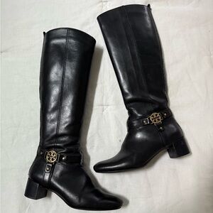 Tory Burch Black Leather Donovan Riding Boot